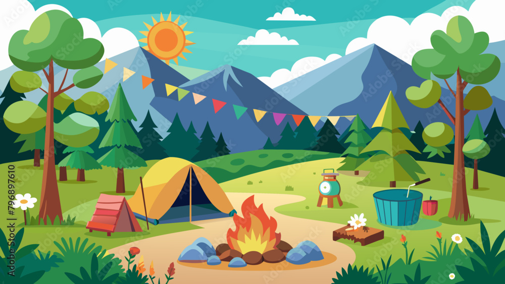 summer-camp-background-with-tent