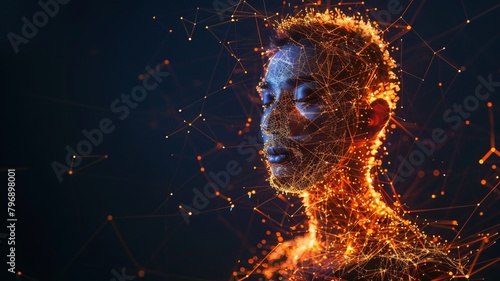 Portrait of a person created out of electricity symbols.