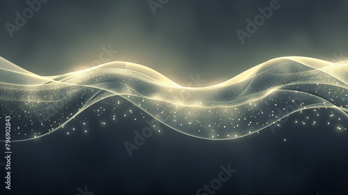   A wave of light against a dark backdrop bears stars embedded within its crest photo
