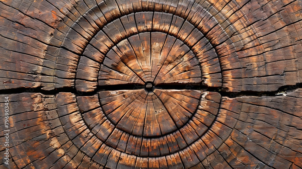   A tight shot of split wood, displaying two halves and a circular hollow at its heart