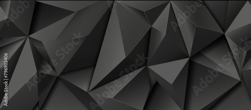 Abstract black geometric polygon background with dark shades
