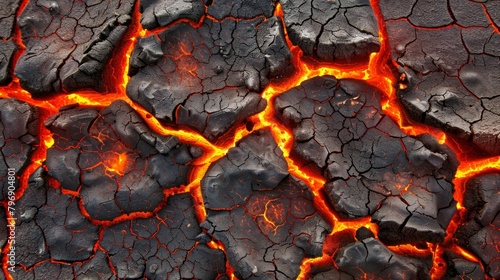  A tight shot of a fiery-looking crack in the ground