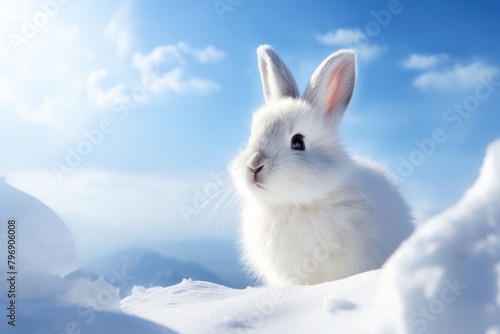 Cute white rabbit mammal animal rodent.