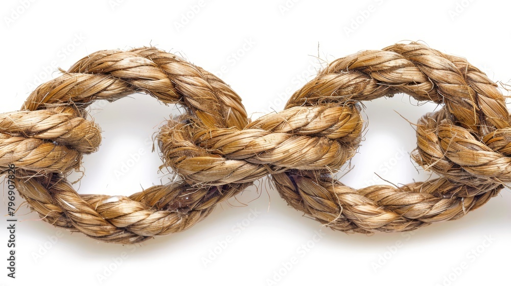 A tight knot of rope against a pristine white backdrop Clipping path at knot's top A tight knot of rope against a pristine white backdrop Clipping path at knot's top