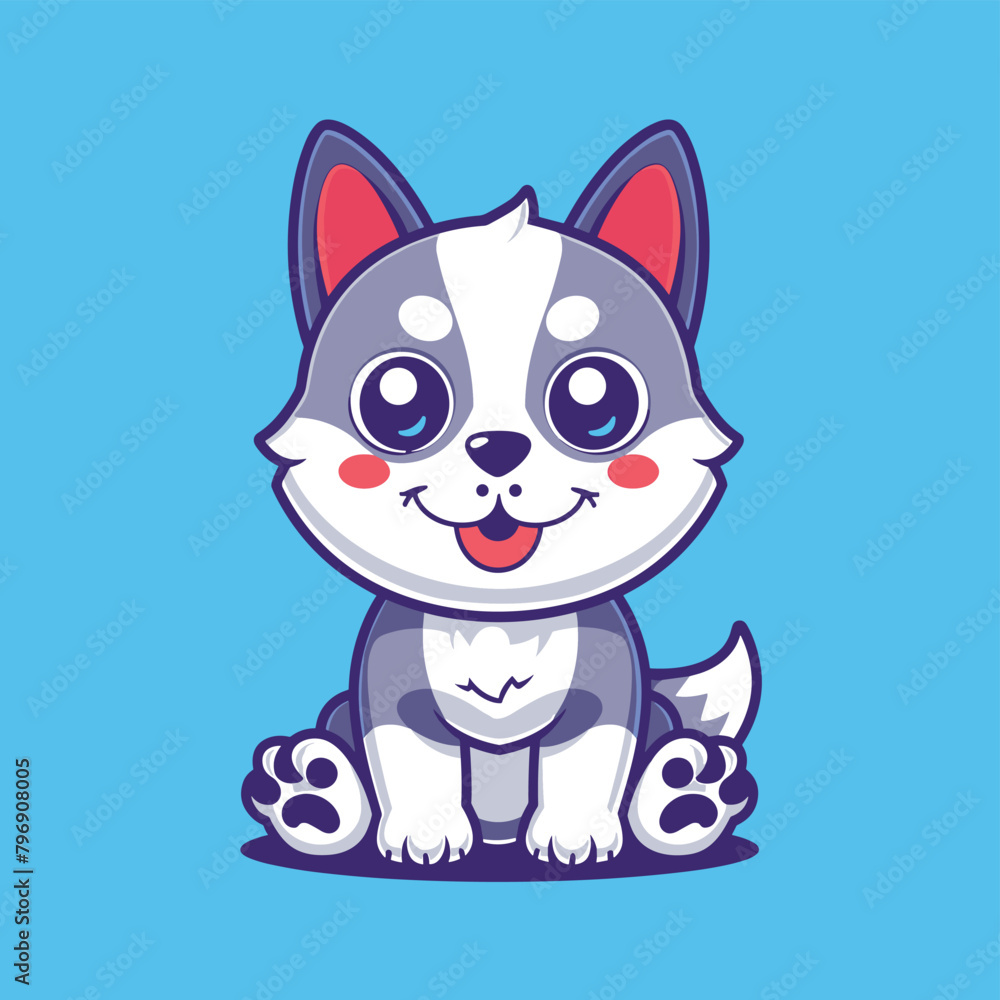 Cute cartoon husky dog mascot vector illustration Cute cartoon husky dog mascot vector illustration