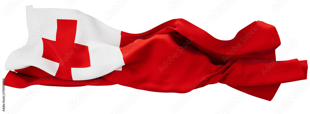 Stately Tongan Flag Rippling With Pride on a Black Void Background Stately Tongan Flag Rippling With Pride on a Black Void Background