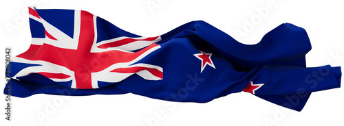 Dynamic New Zealand Flag Fluttering Bravely Against a Solemn Backdrop