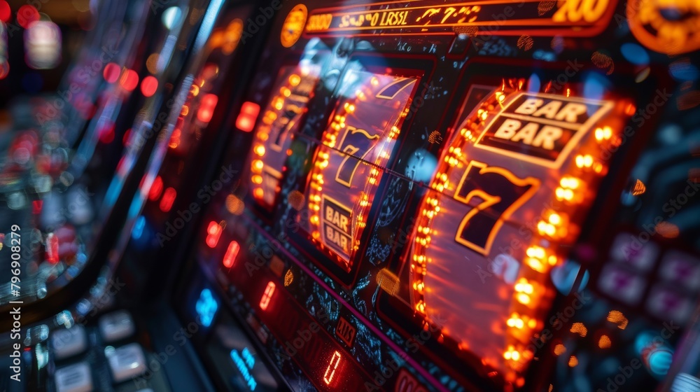 Vibrant casino slot machine close-up Vibrant casino slot machine close-up