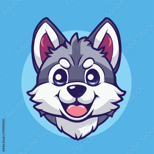 Cute cartoon husky dog mascot vector illustration