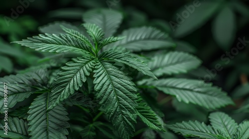  A tight shot of a verdant plant  teeming with numerous leaves in the front  and a softly blurred background