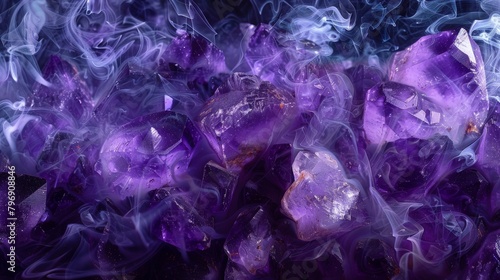 Close Up of Purple Rocks Emitting Smoke