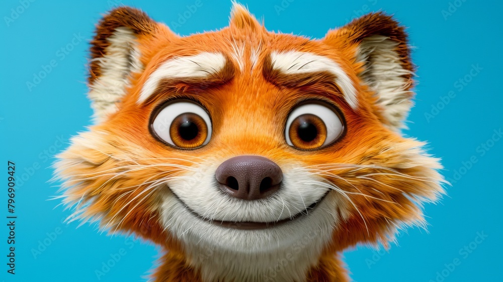 A shocked stuffed animal against a backdrop of a blue sky ..Or, for a more descriptive version:..Up-close image of A shocked stuffed animal against a backdrop of a blue sky ..Or, for a more descriptive version:..Up-close image of
