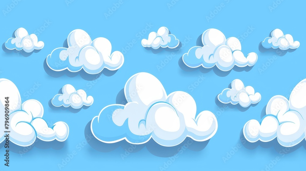 A collection of clouds against a blue backdrop, extended by a lengthy shadow on the image's left side A collection of clouds against a blue backdrop, extended by a lengthy shadow on the image's left side
