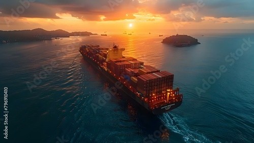 Analyzing global container shipping data for strategic logistics and business intelligence. Concept Container Shipping Data, Global Logistics, Business Intelligence, Strategic Analysis photo