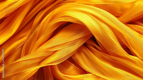  A tight shot of vibrant yellow fabric, fold lines thin and central, background hue complementary
