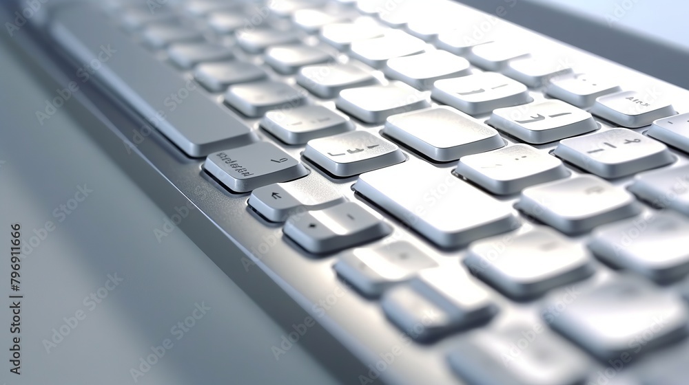 Keyboard of a modern laptop close-up. 3D rendering