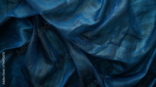   A close-up of a blue fabric textured with a cloth-like material, appearing authentically like cloth photo