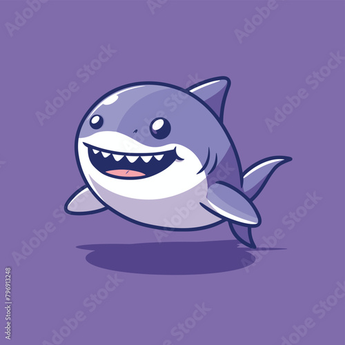 Cute cartoon shark simple flat style vector illustration