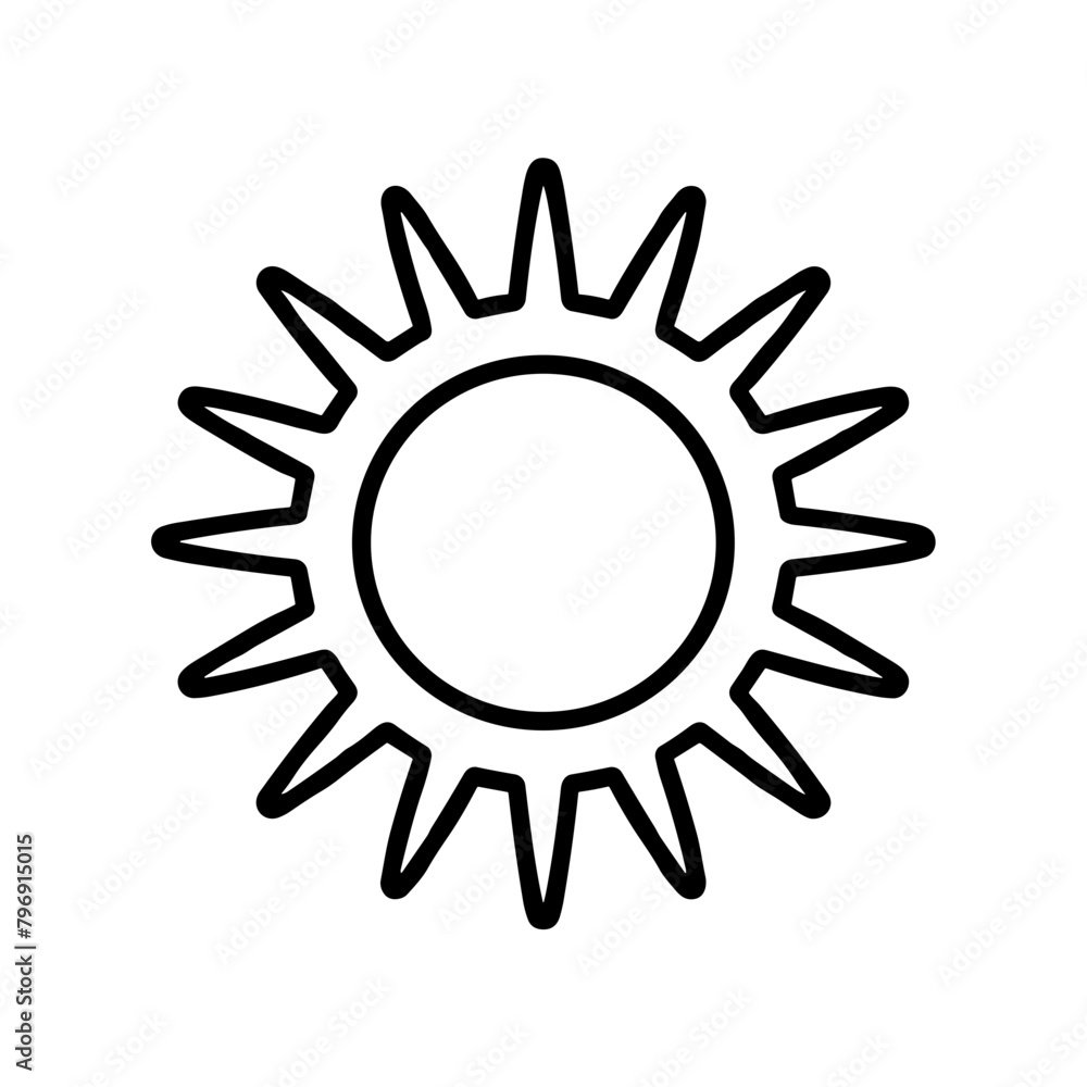 Simple Line Art Sun Icon, Minimalist Design Simple Line Art Sun Icon, Minimalist Design