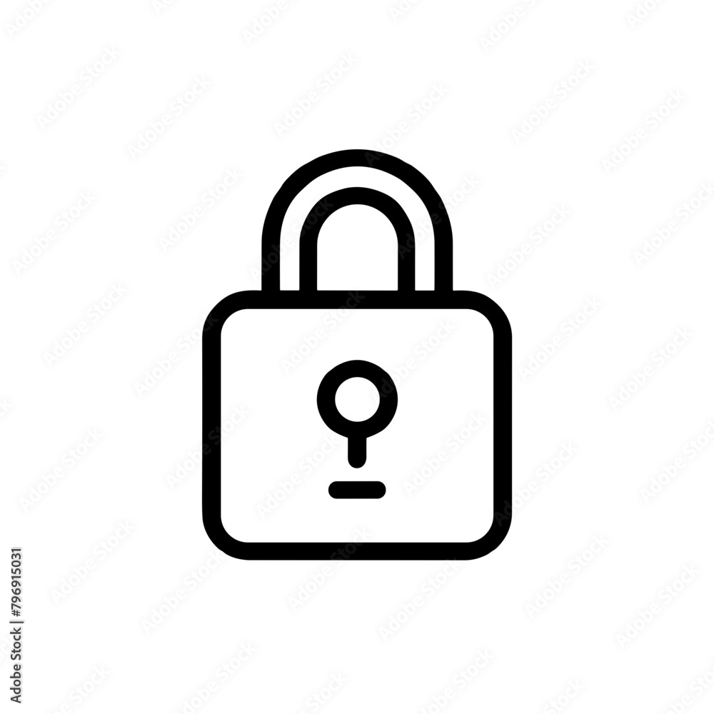 Vector Padlock Icon, Black Outline, Safety and Privacy Symbol Vector Padlock Icon, Black Outline, Safety and Privacy Symbol