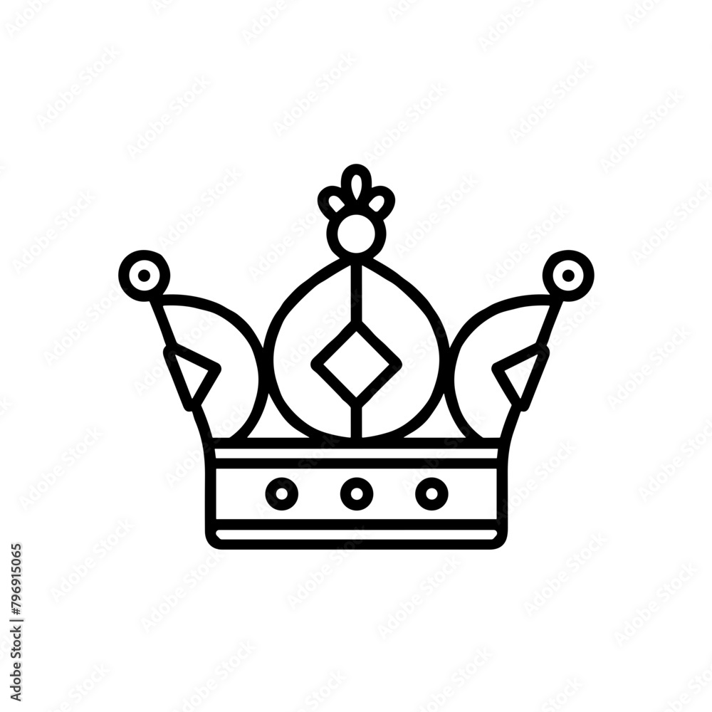 Vector Crown Icon, Black Line Art, Royalty and Luxury Symbol Vector Crown Icon, Black Line Art, Royalty and Luxury Symbol