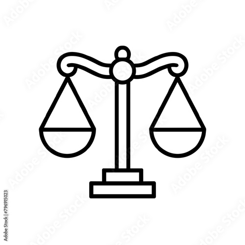 Classic Scales of Justice Icon, Legal Symbol
