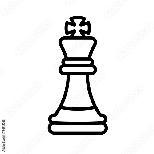 Vector Chess Queen Icon, Black Outline, Strategy and Intelligence Symbol © Vasilina FC