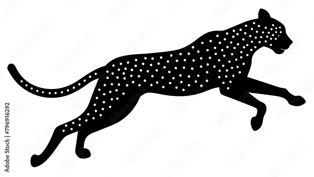 Fototapeta premium Minimalist Cheetah Silhouette Graceful Jump on White Background