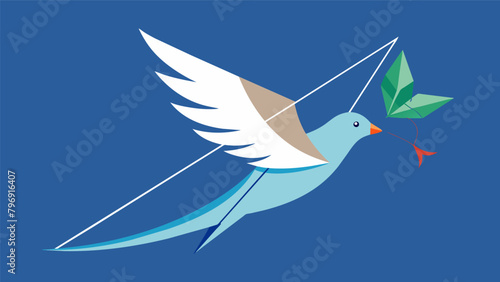A kite in the shape of a dove symbolizing peace and freedom.. Vector illustration