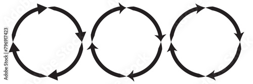 Set of circle arrows. Vector elements. Black loading symbol.