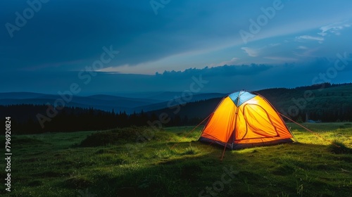 Peaceful camping under twilight sky
