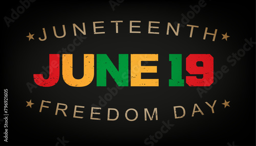 Juneteenth Freedom Day June 19 greeting banner. Freedom or Liberation day.	 African - American Independence day, history and heritage. 