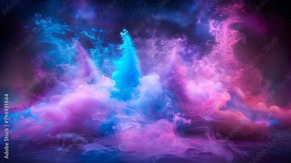 This picture shows a collection of vibrant and colorful smokes hovering in the air, creating a stunning visual display.