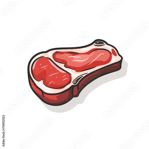 Red meat steak cartoon illustration flat vector icon design