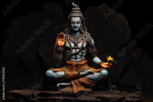 Hindu sculpture sitting representation photo