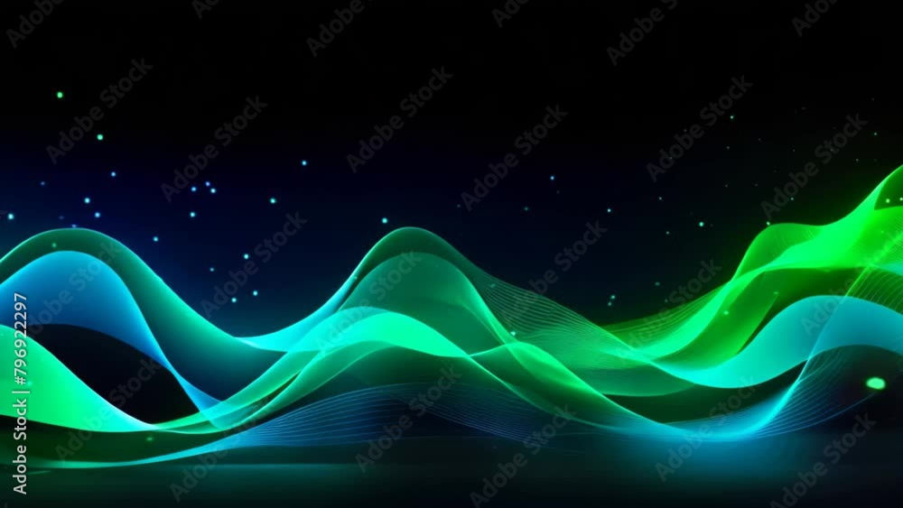 abstract background with blue and green waves. Vector Illustration ...