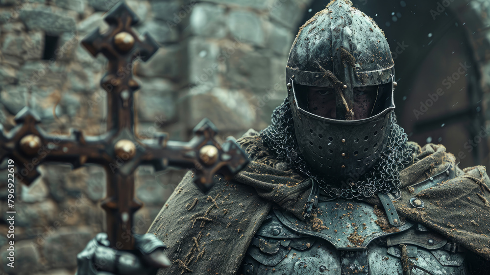 Knight in armor holding a sword Knight in armor holding a sword