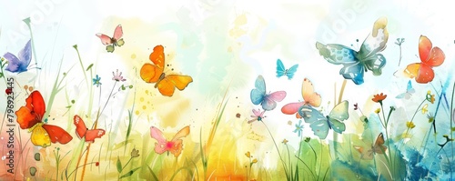 Every flutter of a butterfly s wing stirs the air in the playful  colorful garden  kawaii water color