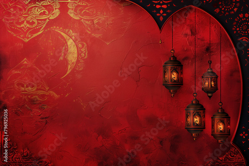 Muharram Greeting Card Background, Generative AI