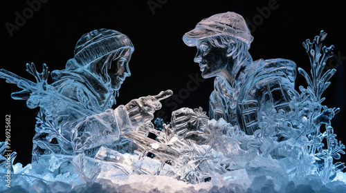 ice sclupture of young couple photo