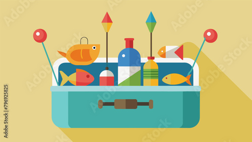 The party favors each individually packaged in a small tackle box included items such as mini fishing poles and plastic fish figurines.