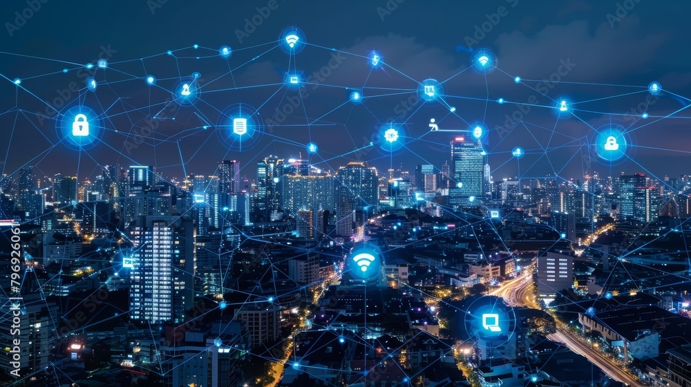 The interconnectivity of smart devices forms the backbone of intelligent urban environments, enhancing daily life, background concept