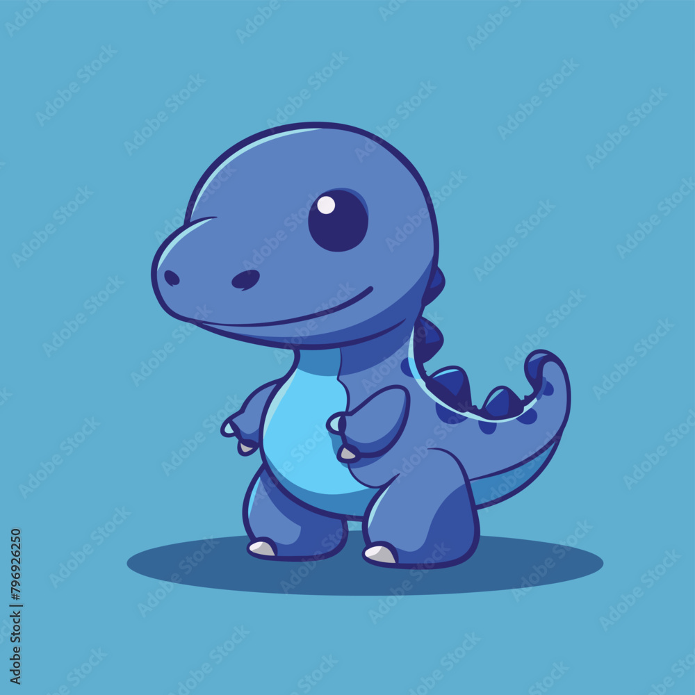 Cute blue dinosaur simple flat style vector illustration Cute blue dinosaur simple flat style vector illustration