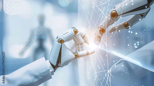 The stellar approach of integrating robots in fast business practices ensures a luminous pathway to innovation and efficiency, business concept photo