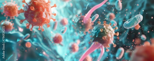 To combat the spread of infections, researchers are developing nanoparticles that can precisely target and neutralize harmful bacteria, embodying a hitech concept photo