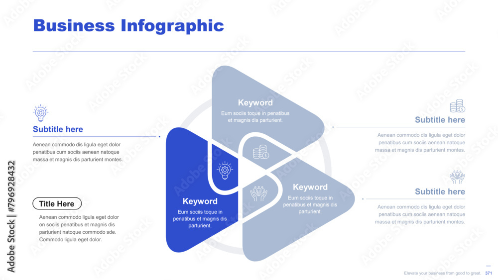 Fototapeta premium Flat business infographic diagram vector slide presentation template