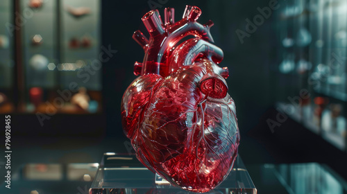 Medically accurate illustration of human heart made of glass