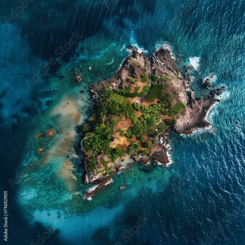 Una imagen de una isla en el medio del océano, vista desde lo alto © patypixie