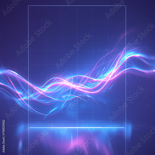 Spectacular Abstract Background with Dynamic Light Waves and Stylized Neon Color Scheme