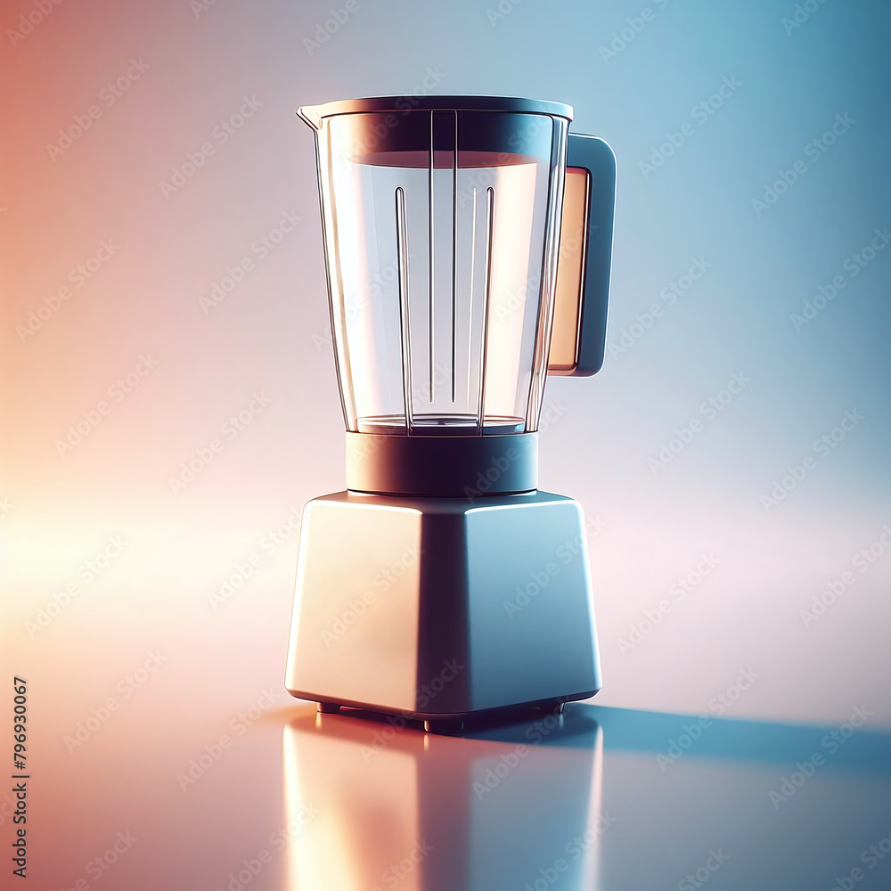 Modern blender on a gradient blue background with soft lighting, kitchen appliance concept. Modern blender on a gradient blue background with soft lighting, kitchen appliance concept.